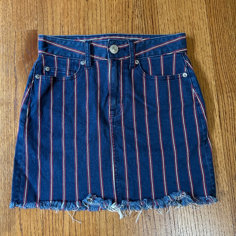 American Eagle striped denim skirt
